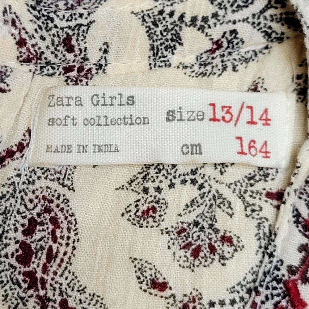 [NWOT] ZARA kids Embroidery Paisley Tunic Top Girl Size 13/14 - Picture 7 of 10